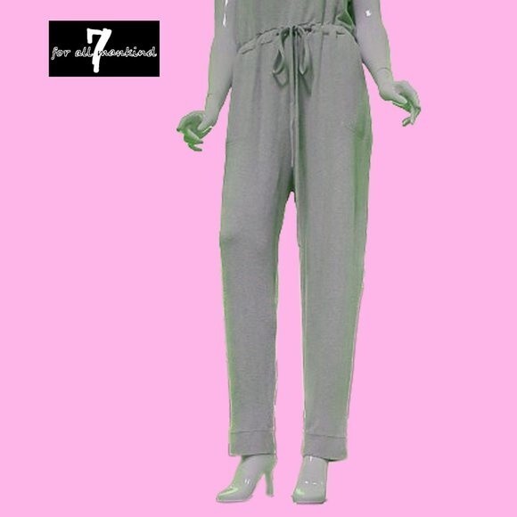 7 FOR ALL MANKIND NEW Minimalist Drawstring Scoop Neck Cuff Leg Jumpsuit L - Picture 4 of 11